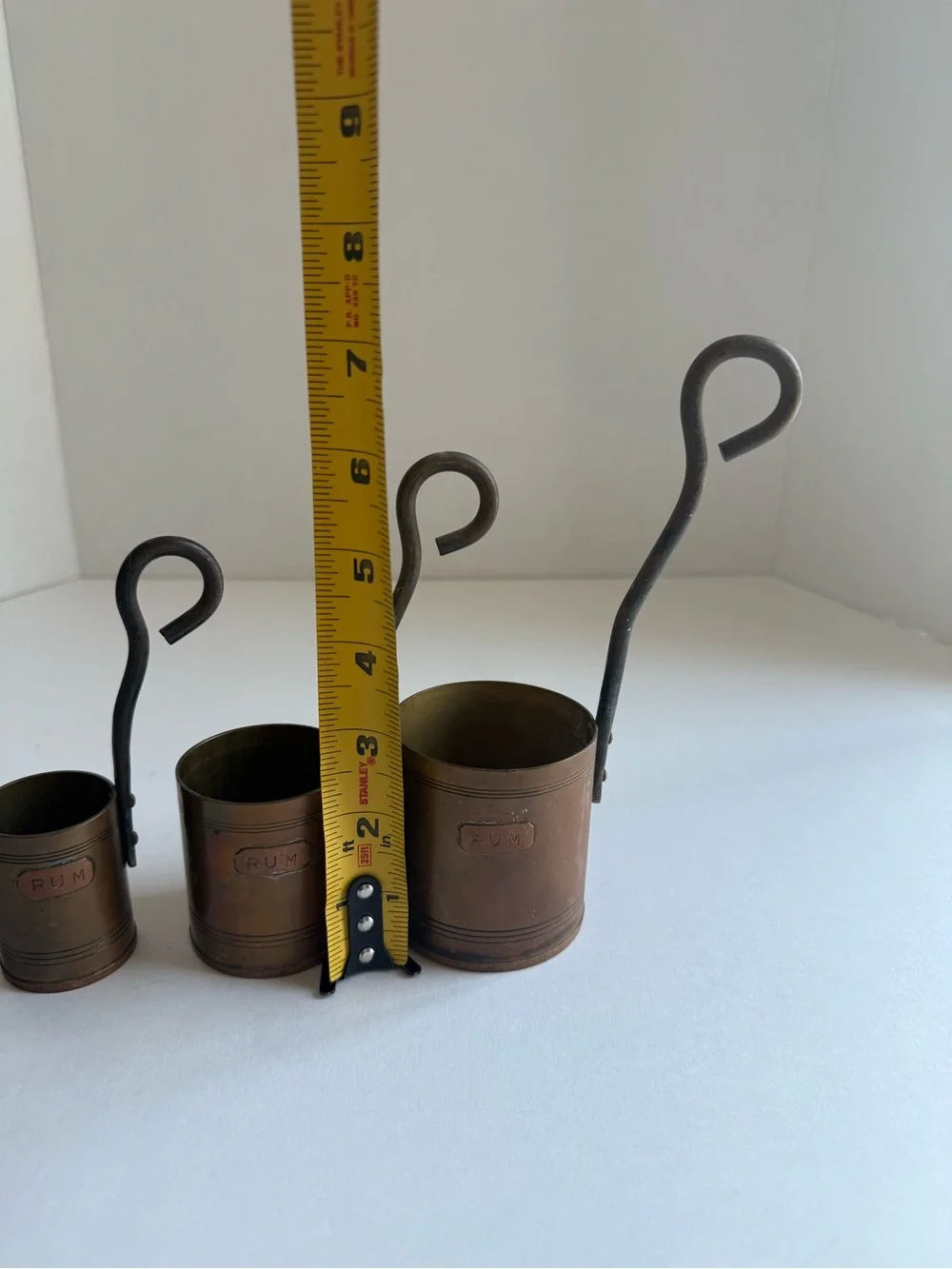 Vintage Copper Rum Spirit Measures Set of 3 Barware
